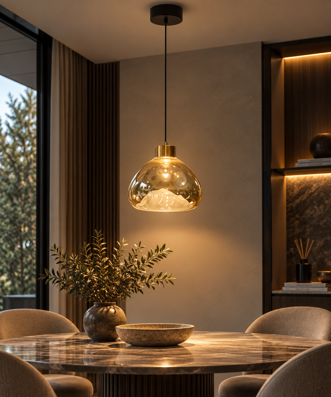 Aureline Amber Glass Pendant