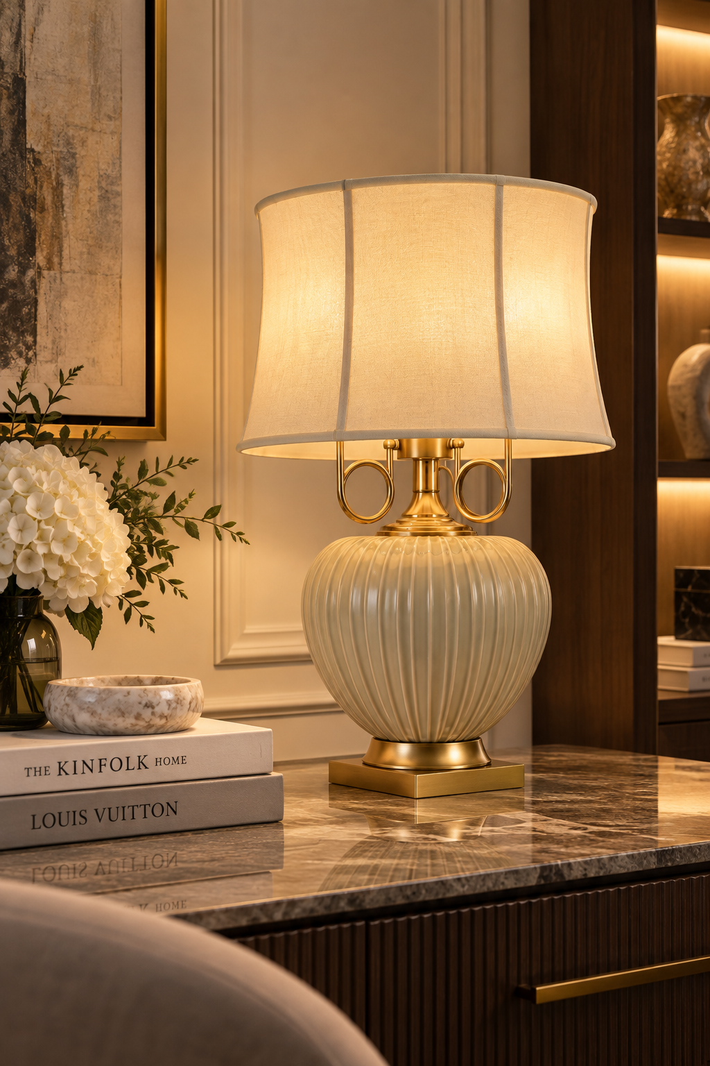 Evelyn Ribbed Ceramic Table Lamp