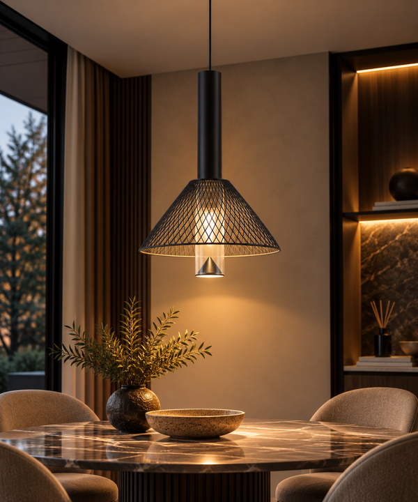 Noir Mesh Cone Pendant XH-150-D195
