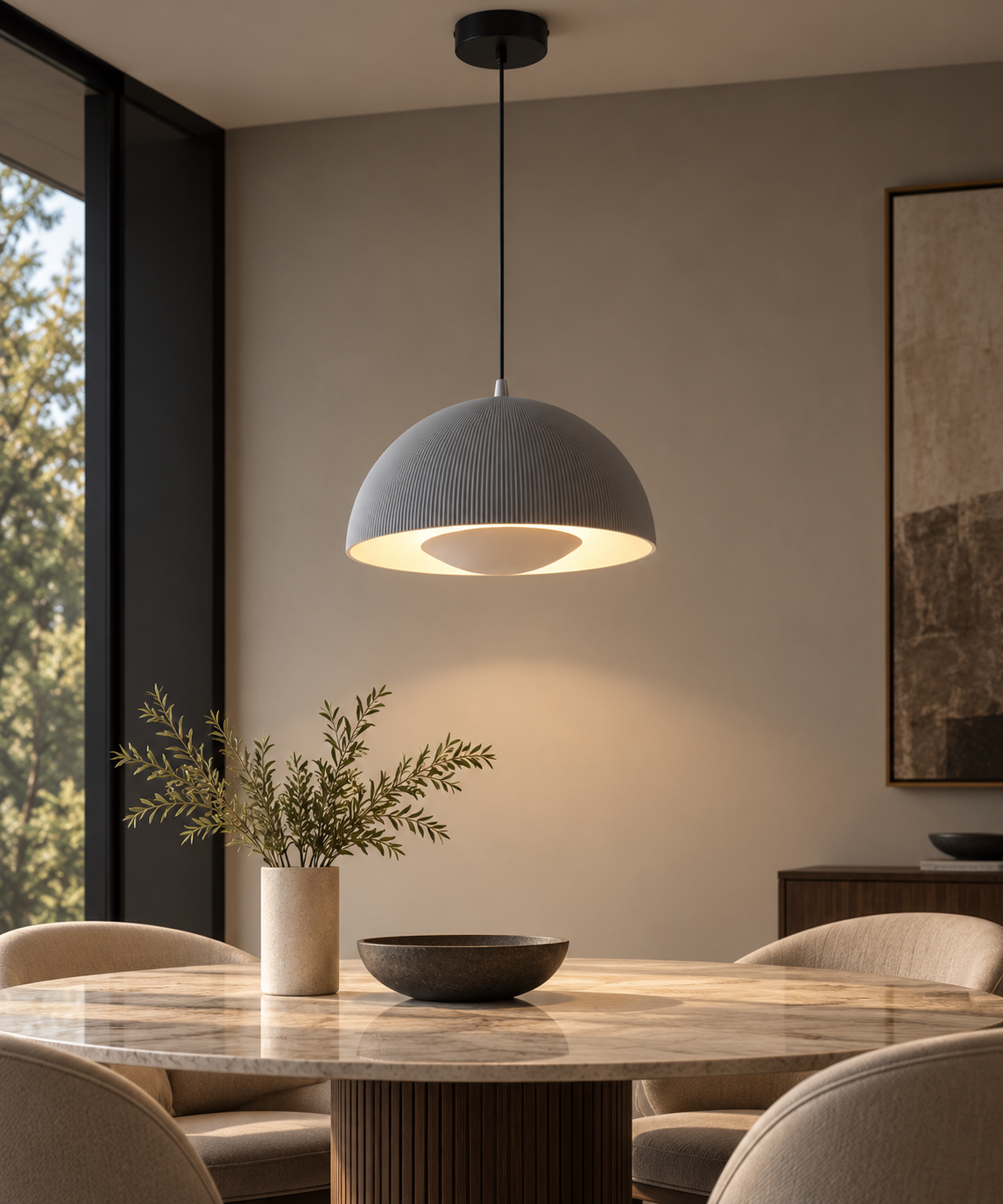 Aurelia Ribbed Dome Pendant