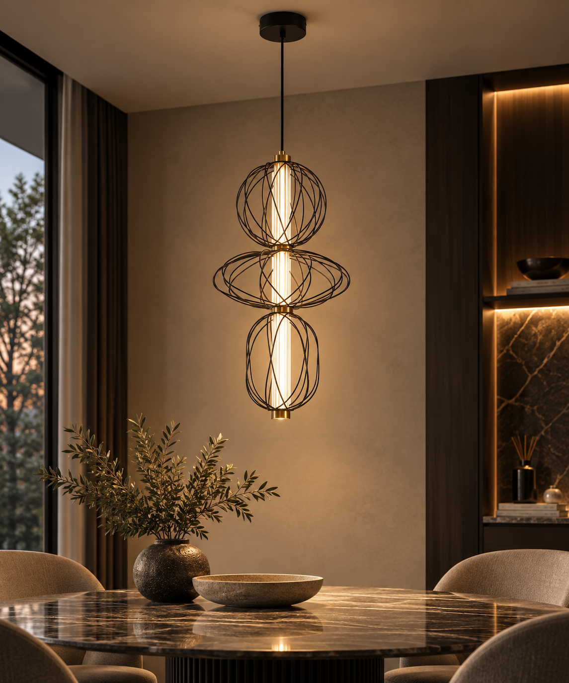 Orbis Sculptural Cage Pendant