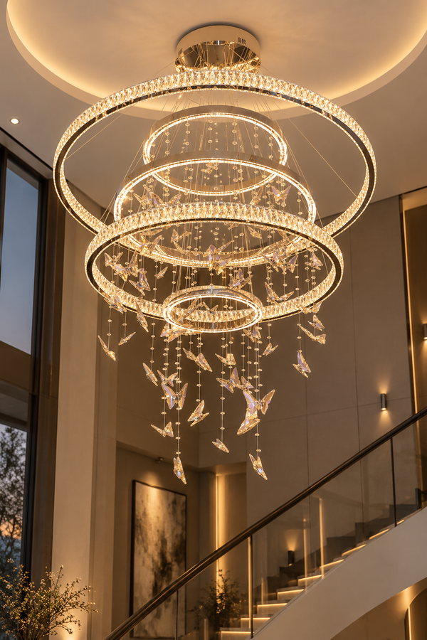 Celestial Cascade Crystal Ring Chandelier