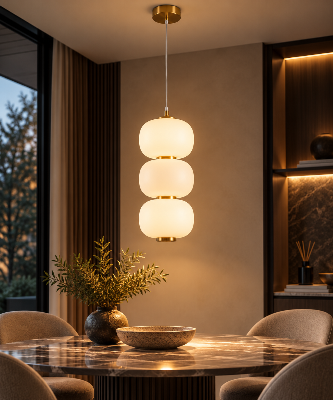 Solenne Triple Globe Pendant