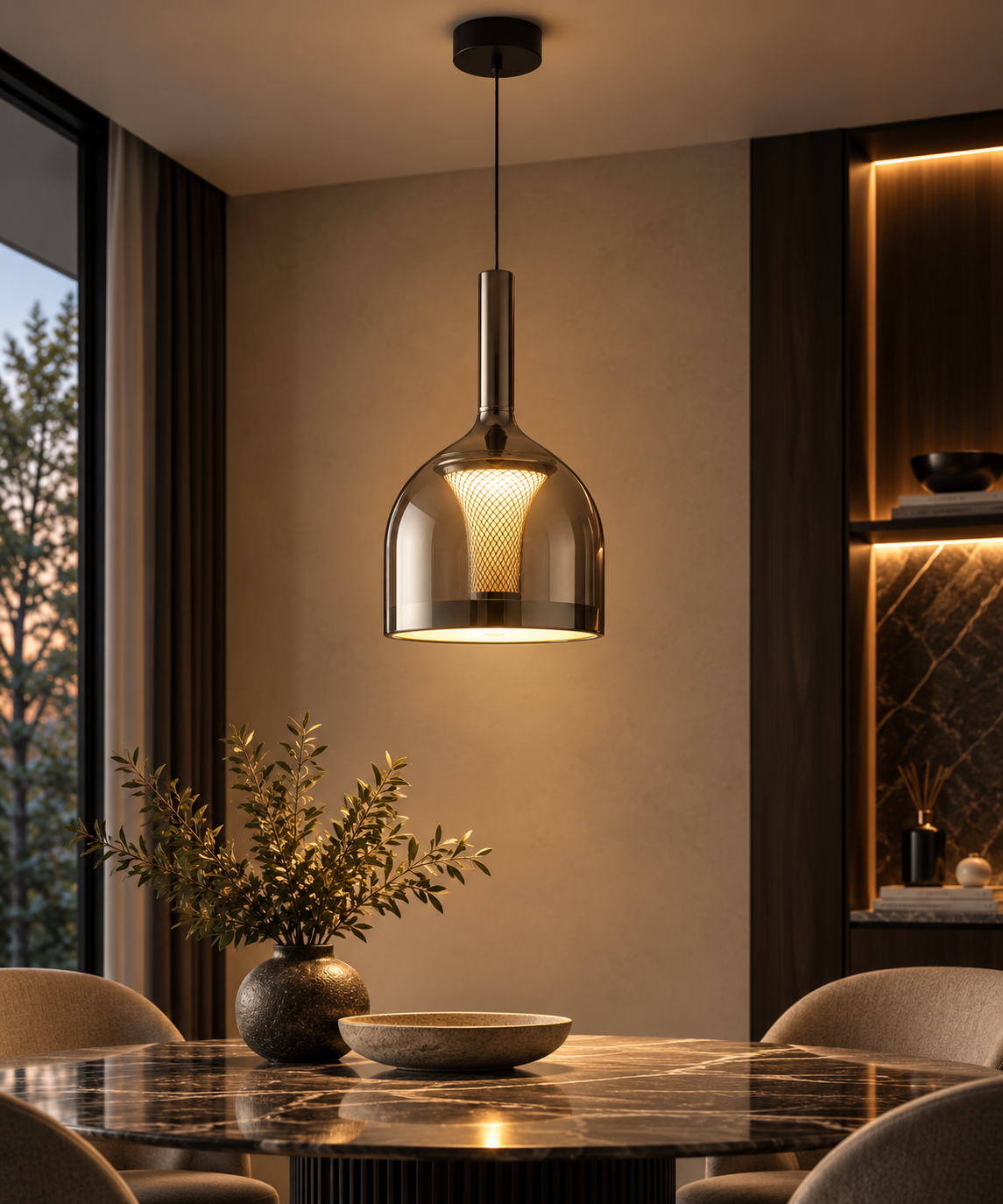 Elara Smoked Glass Pendant