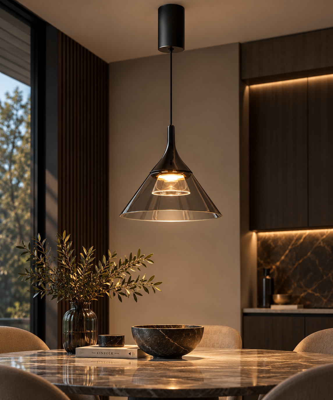 Vela Smoked Glass Pendant