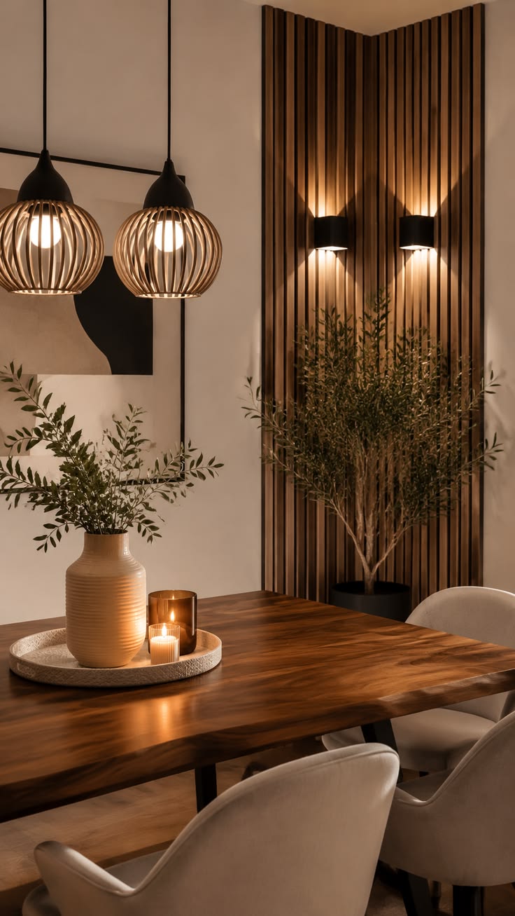 Layered dining room lighting